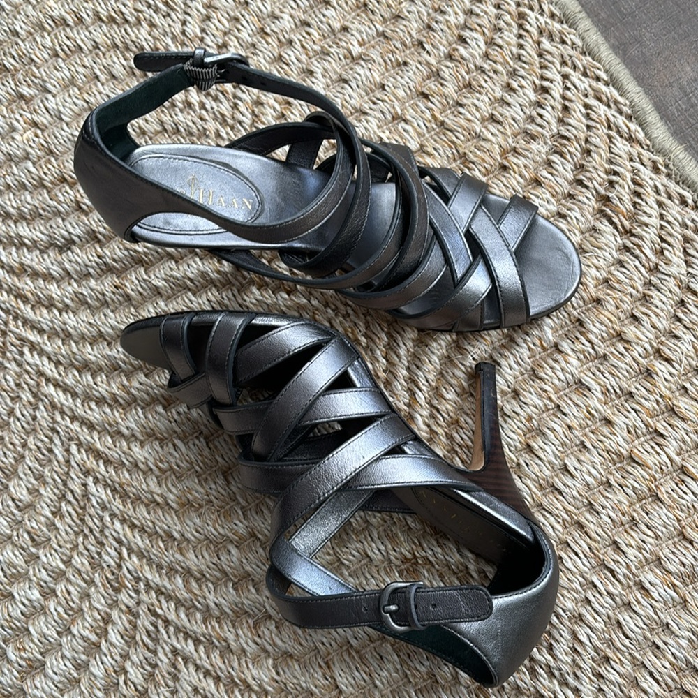 Cole Haan Women's Metallic Leather Strappy Heels Size 6.5